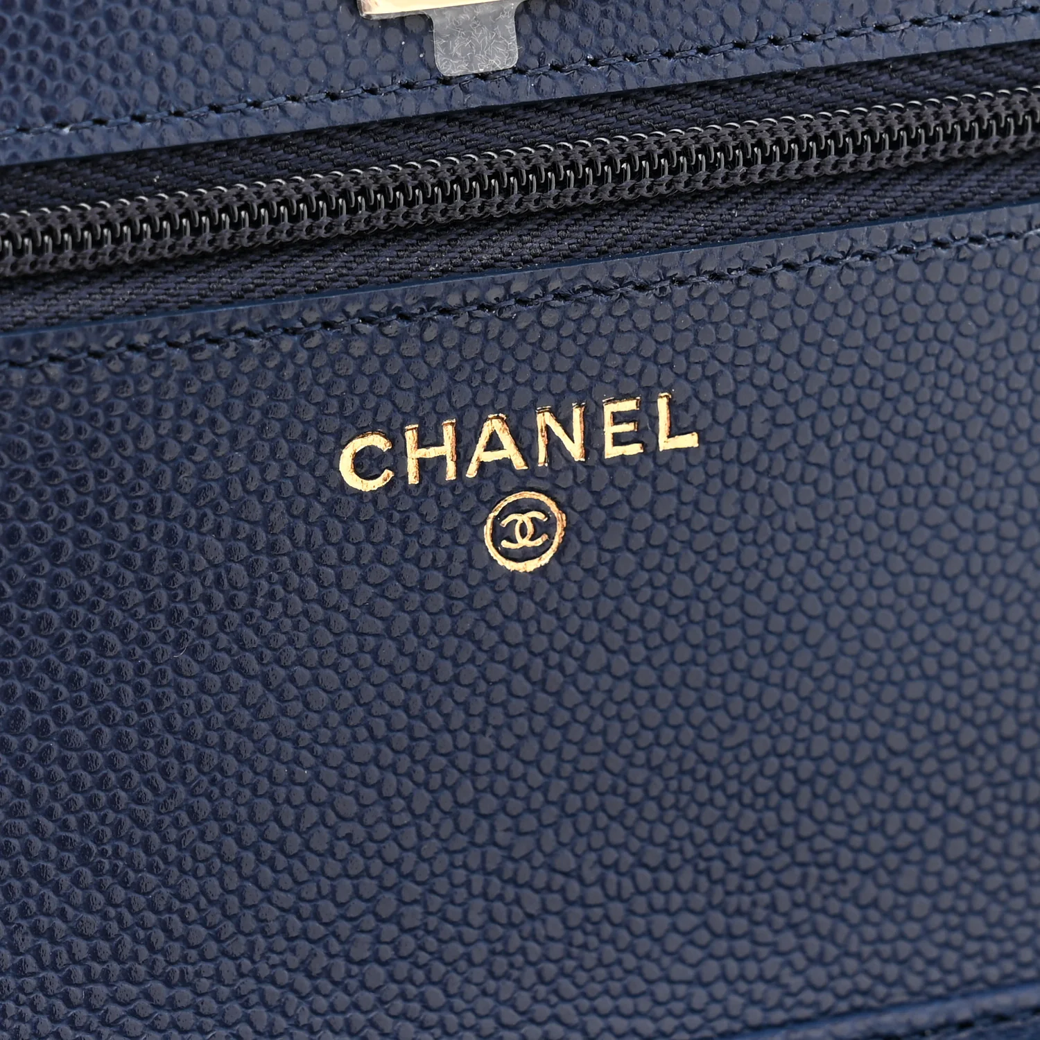 Caviar Quilted CC Turnlock Wallet On Chain WOC Navy Blue