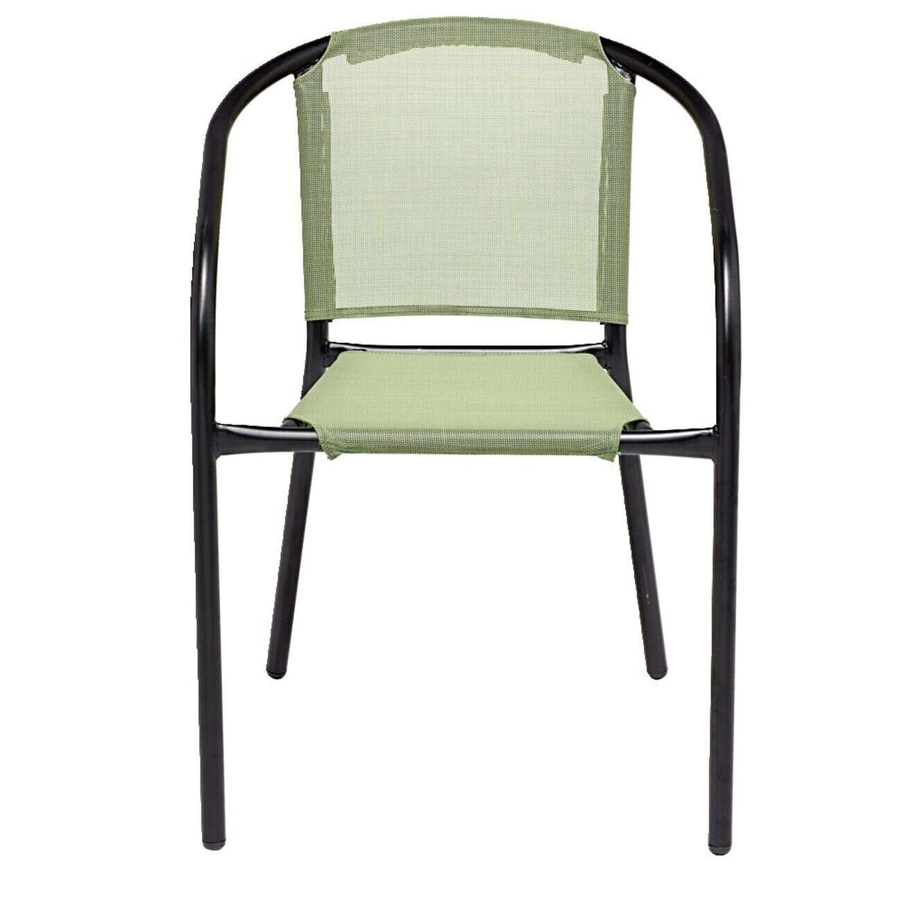 Chaise de jardin Macéo acier noir et textilène vert 54xP57xH75cm