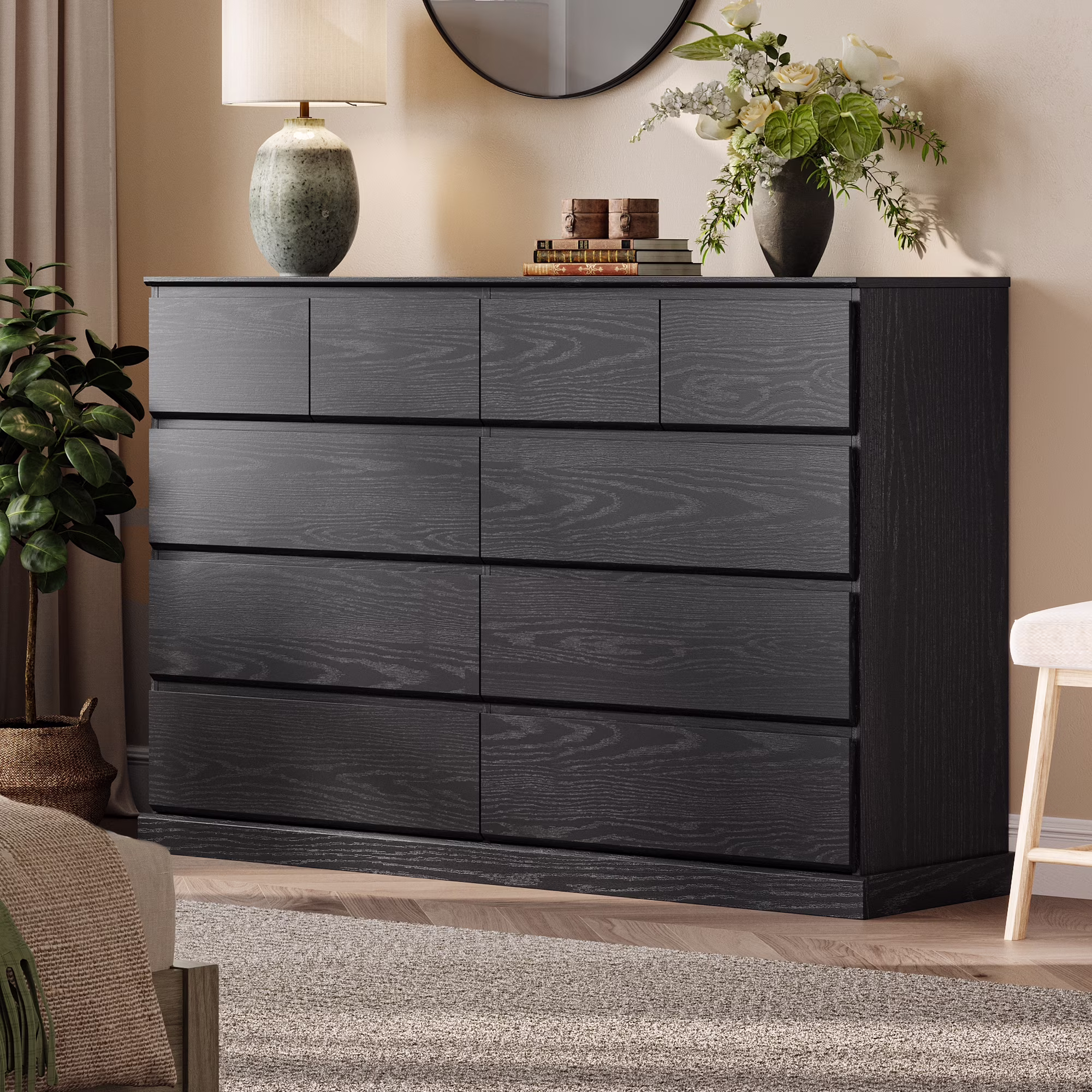 Modern Wood Dressers for Bedroom, Wide Chest of 9 Drawers, White(9 Drawers/White) - Image 3