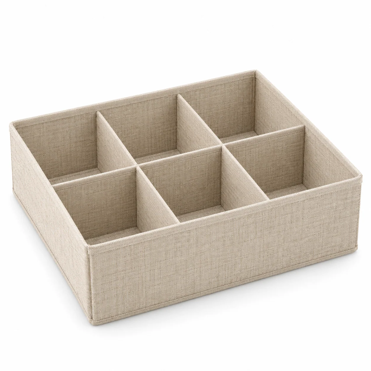 Oatmeal Fabric Underwear Drawer Organizer, 6 Cells