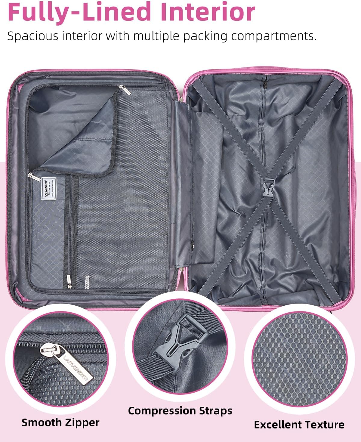 Ensemble de 6 valises, ensemble de valises rigides extensibles avec roulettes multidirectionnelles, ensemble de bagages à roulettes légers