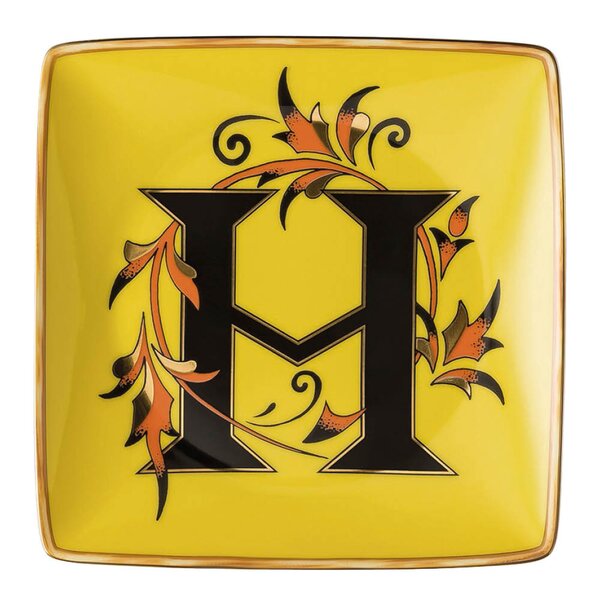 Alphabet skål 12 cm kvadratisk H