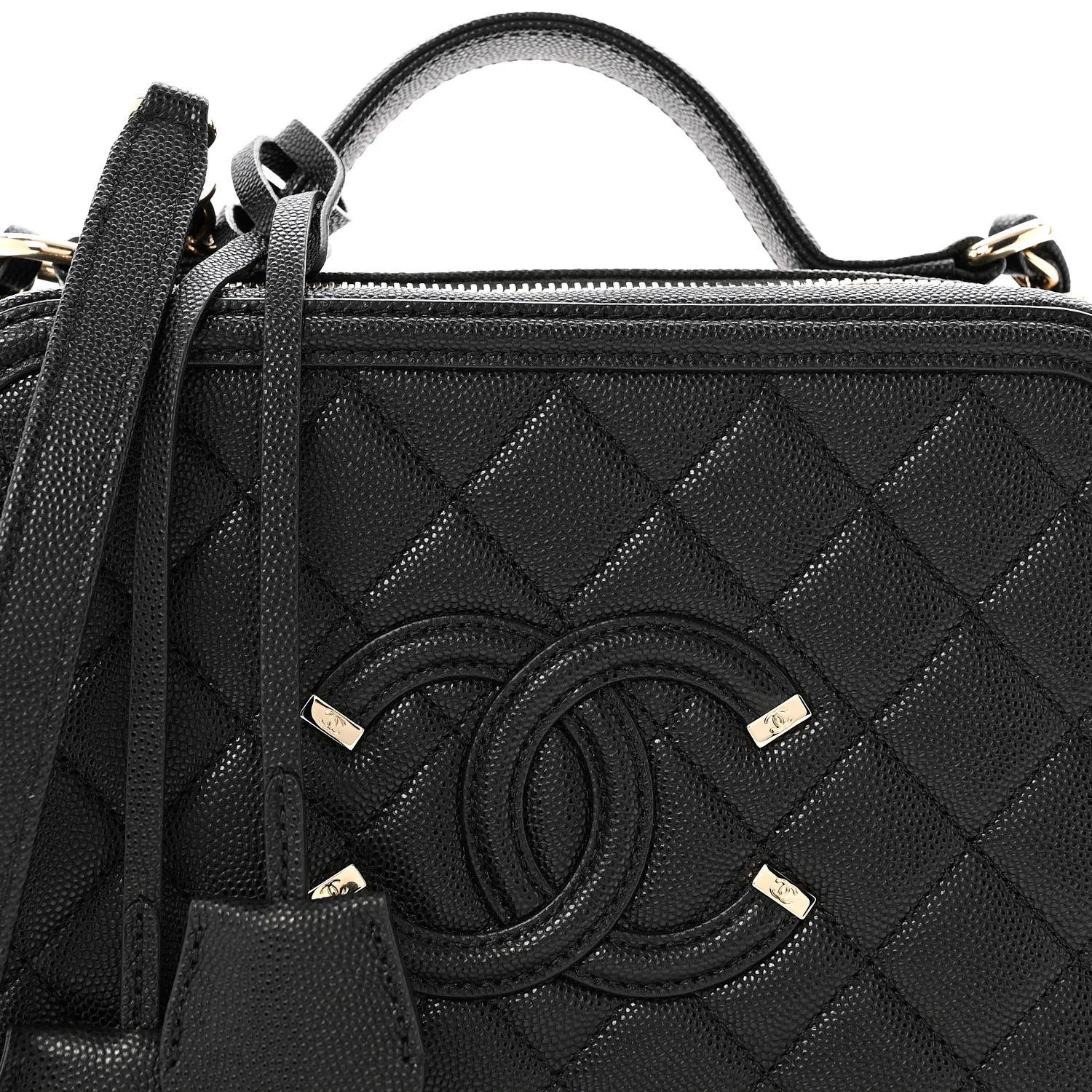 Caviar Quilted Medium CC Filigree Vanity Case Black