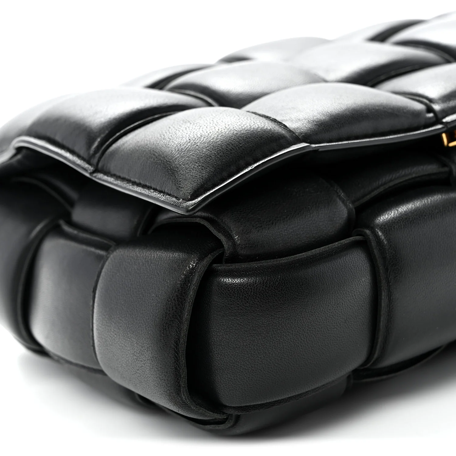 Nappa Maxi Intreccio Padded Cassette Crossbody Bag Black