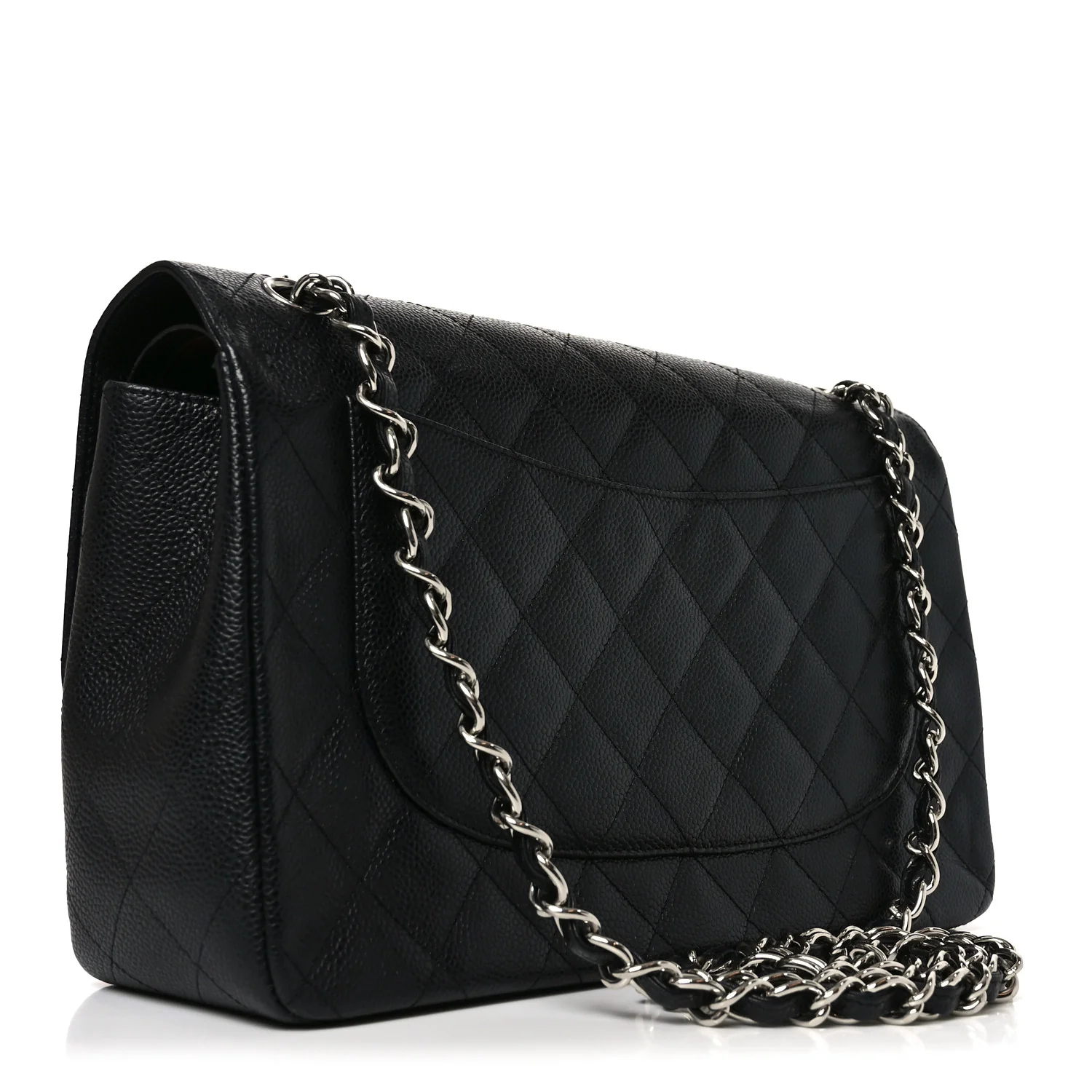 Caviar Quilted Jumbo Double Flap Black