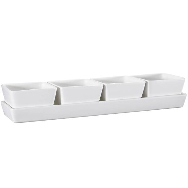 Nor tapasfat 4 skåler 6x9,5x38,5 cm hvit