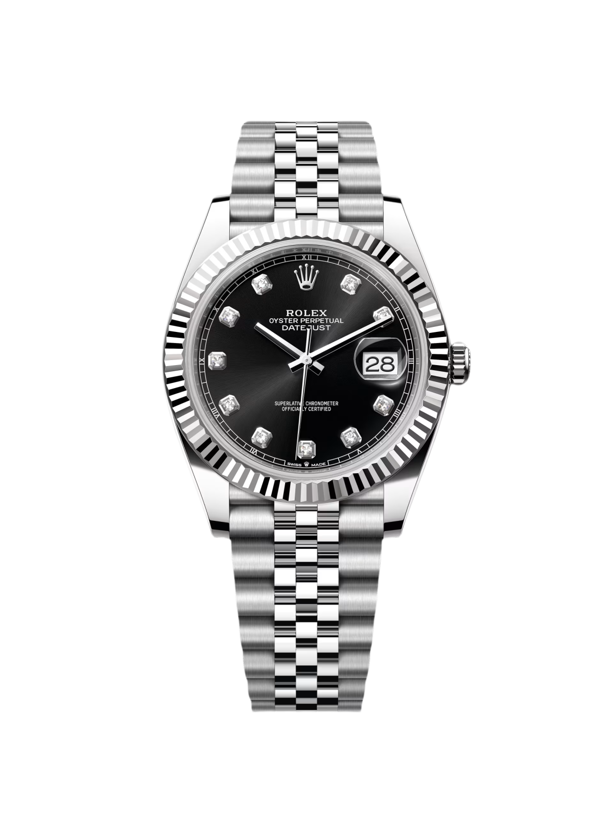 【Super Clone】RLX  Datejust 41mm 126334 Black Diamond Oyster Stainless Steel Mens Watch