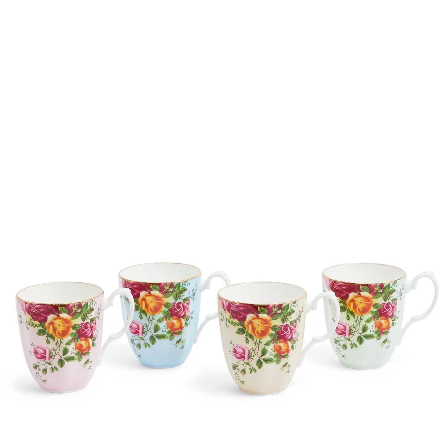 Old Country Roses Mug 4 Piece Set, Mixed Colours