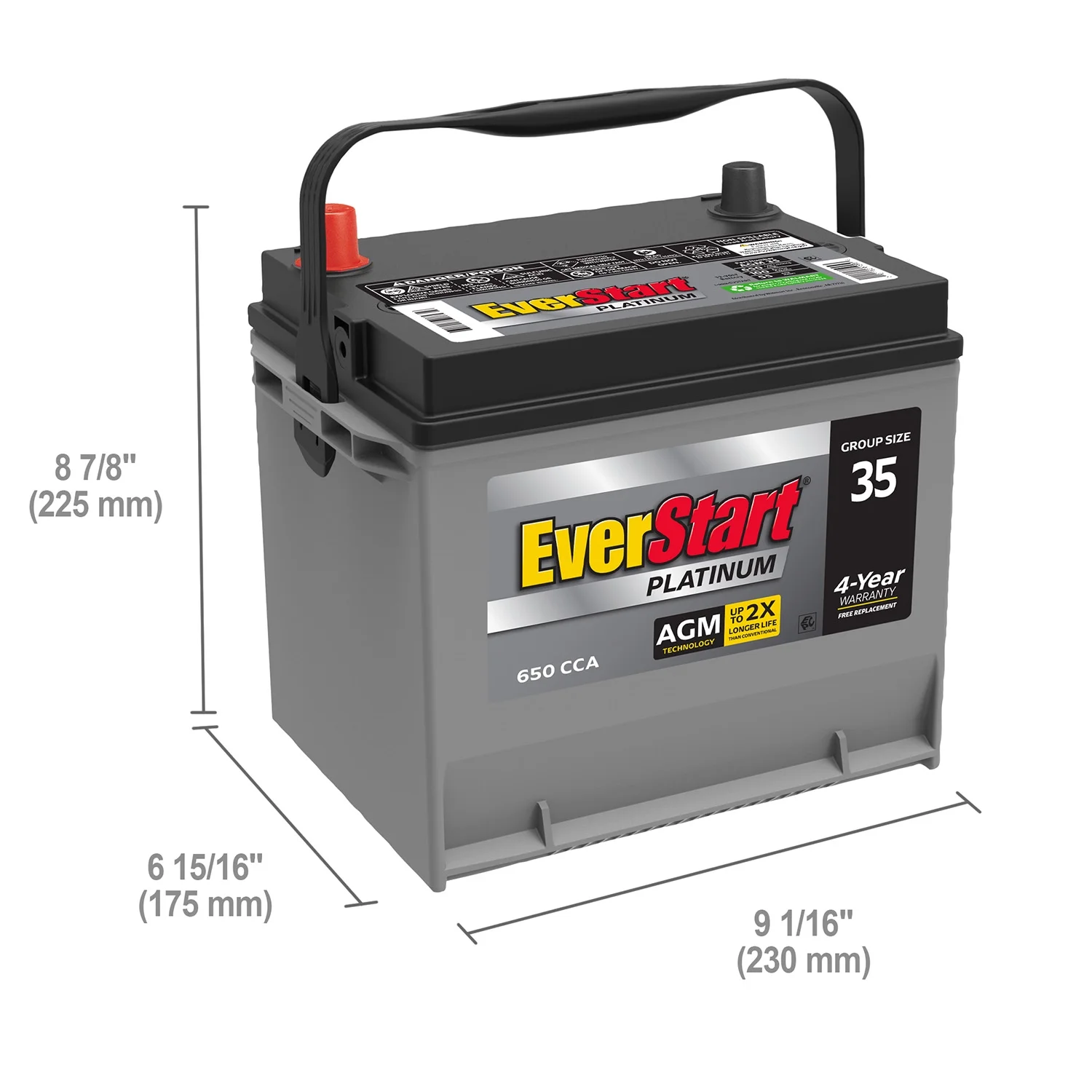 Platinum AGM Automotive Battery, Group Size 35 12 Volt, 650 CCA 100RC - Image 7