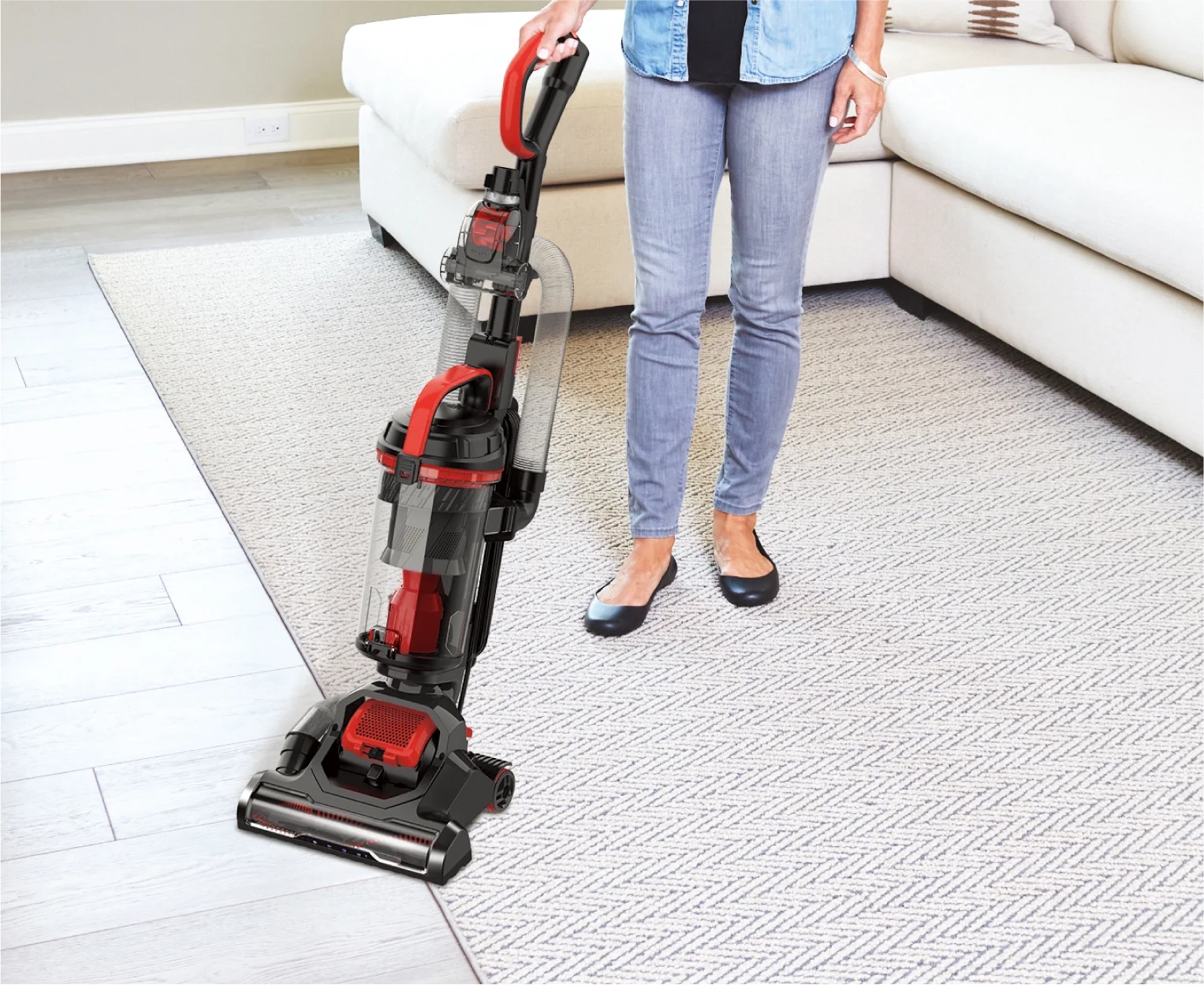 Eureka Bagless Upright Vacuum, Max Swivel Pro, Pet Friendly, Powerful Suction, Whole Home Cleaning, with Turbo Pet & Crevice Tool, Swivel Steering, Extended Reach, LED, Lightweight, NEU351, Red