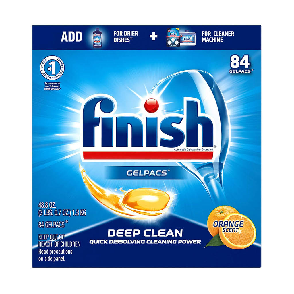 Finish All in 1 Automatic Dishwasher Detergent, Orange, Gelpacs - 84 count