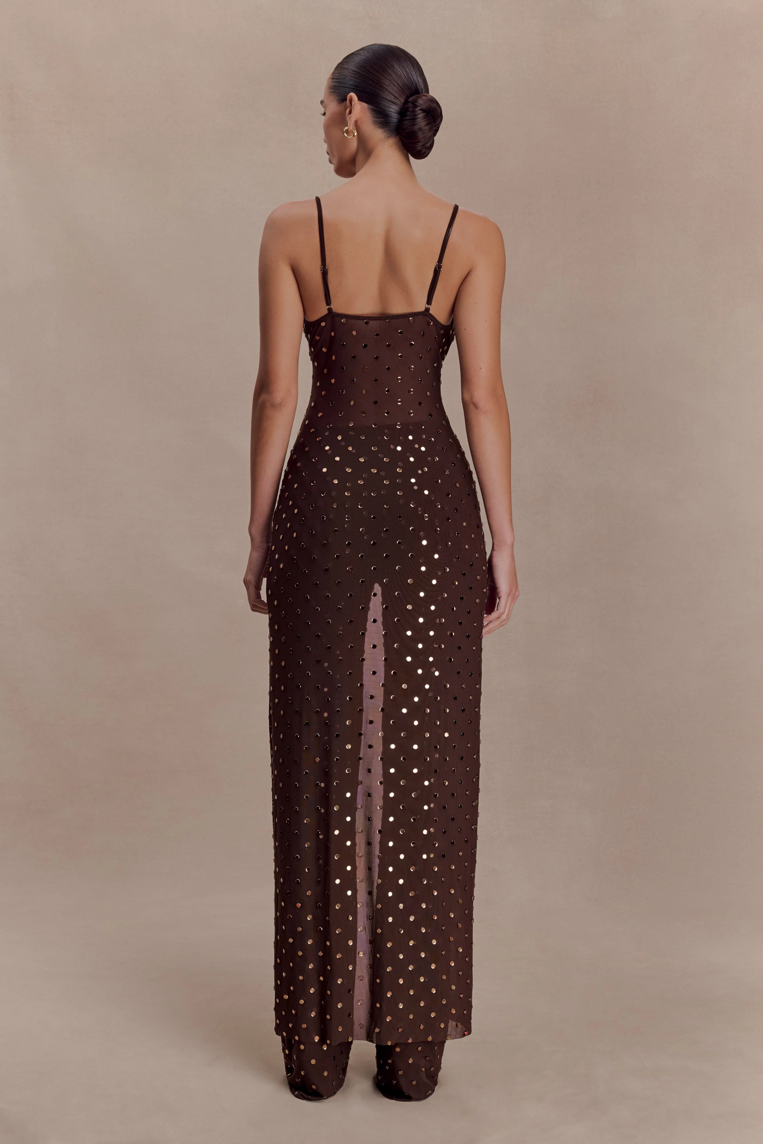 Jackie Longline Diamante Top - Chocolate