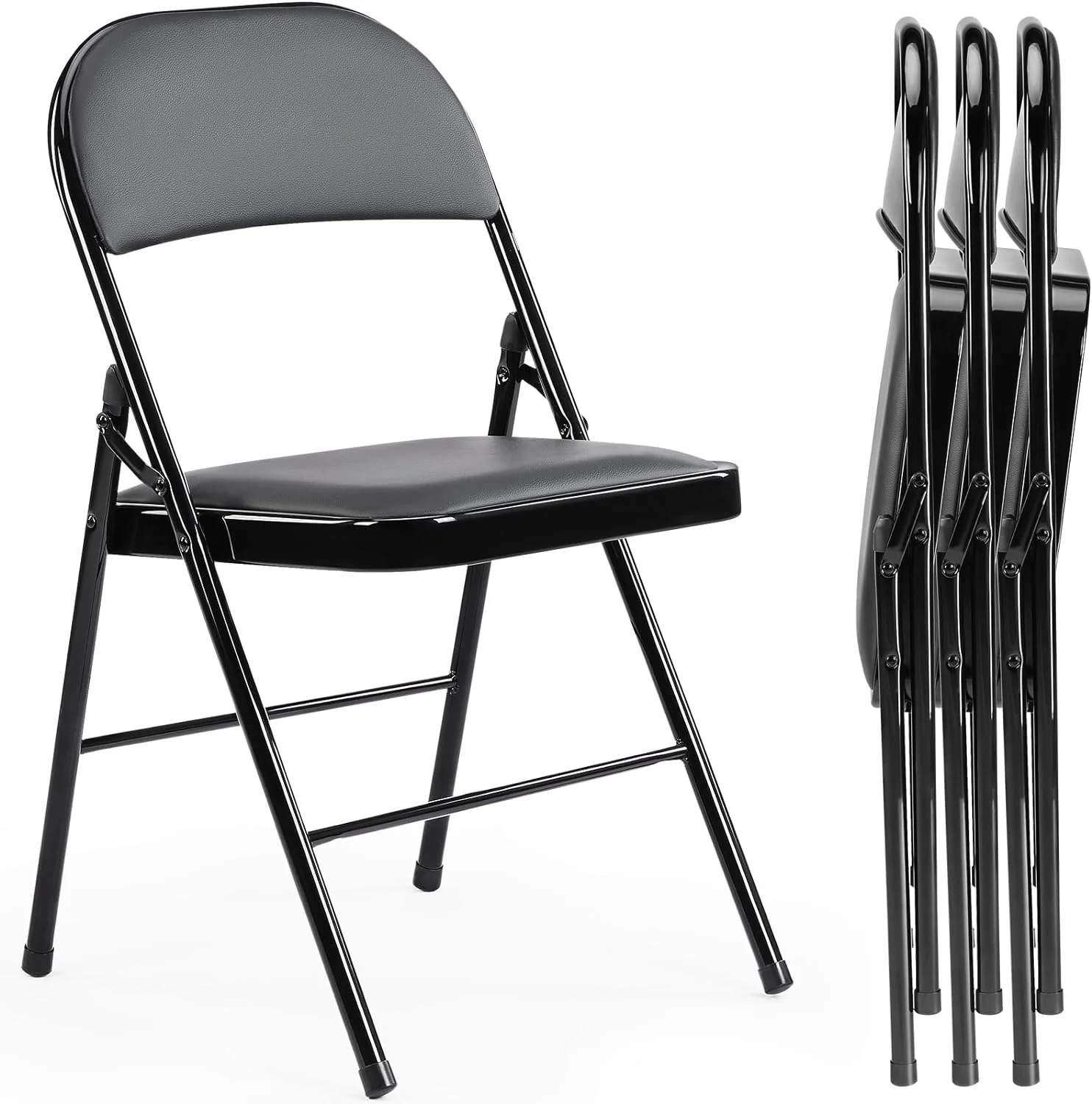 Lot de 12 chaises pliantes Sweetcrispy, chaises pliantes rembourrées en cuir, chaises pliantes robustes en métal