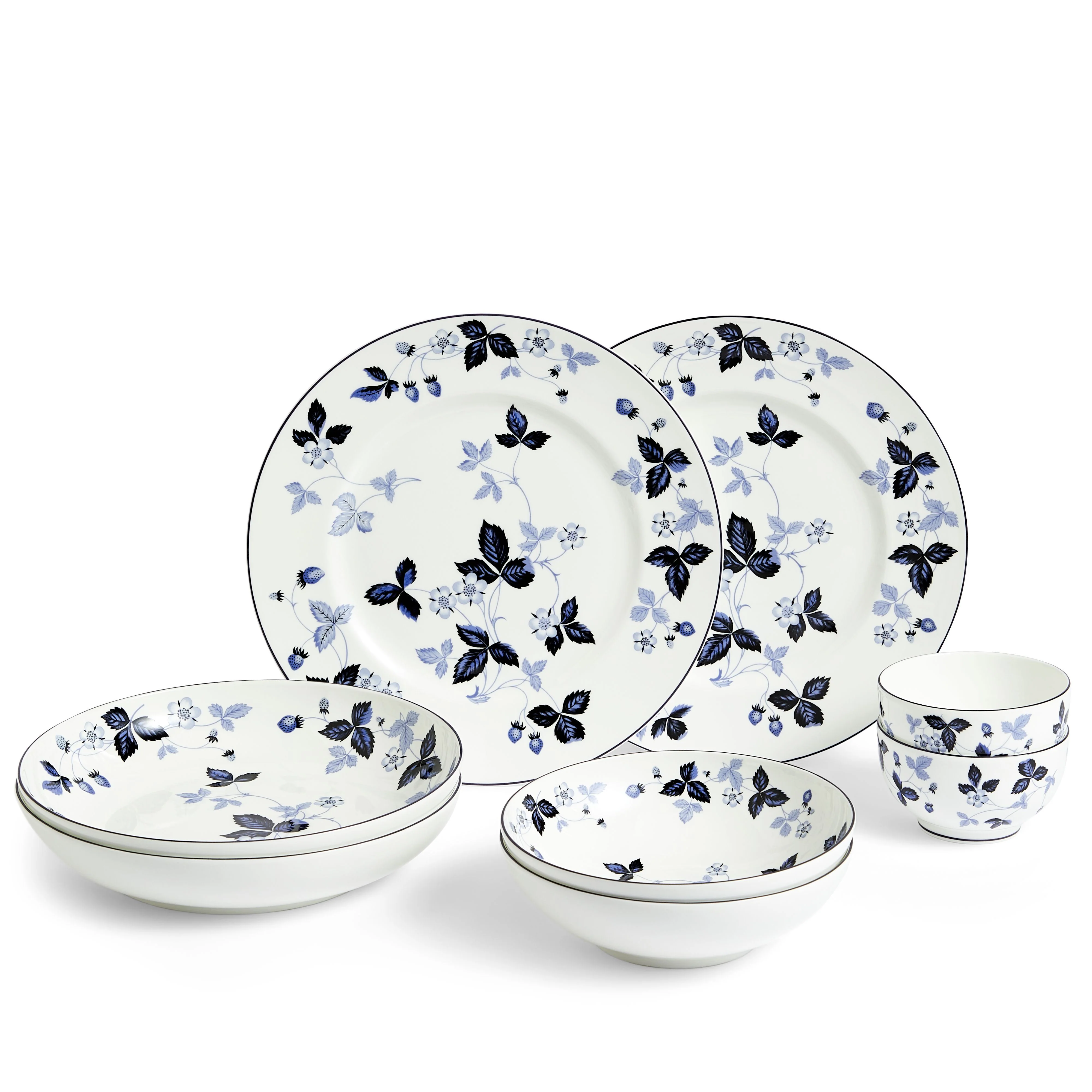 Wild Strawberry Inky Blue Dinnerware 8 Piece Set