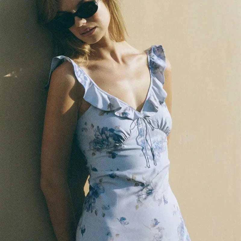 Robe Maxi Dos Nu Plongeant Fleurie Mode Été