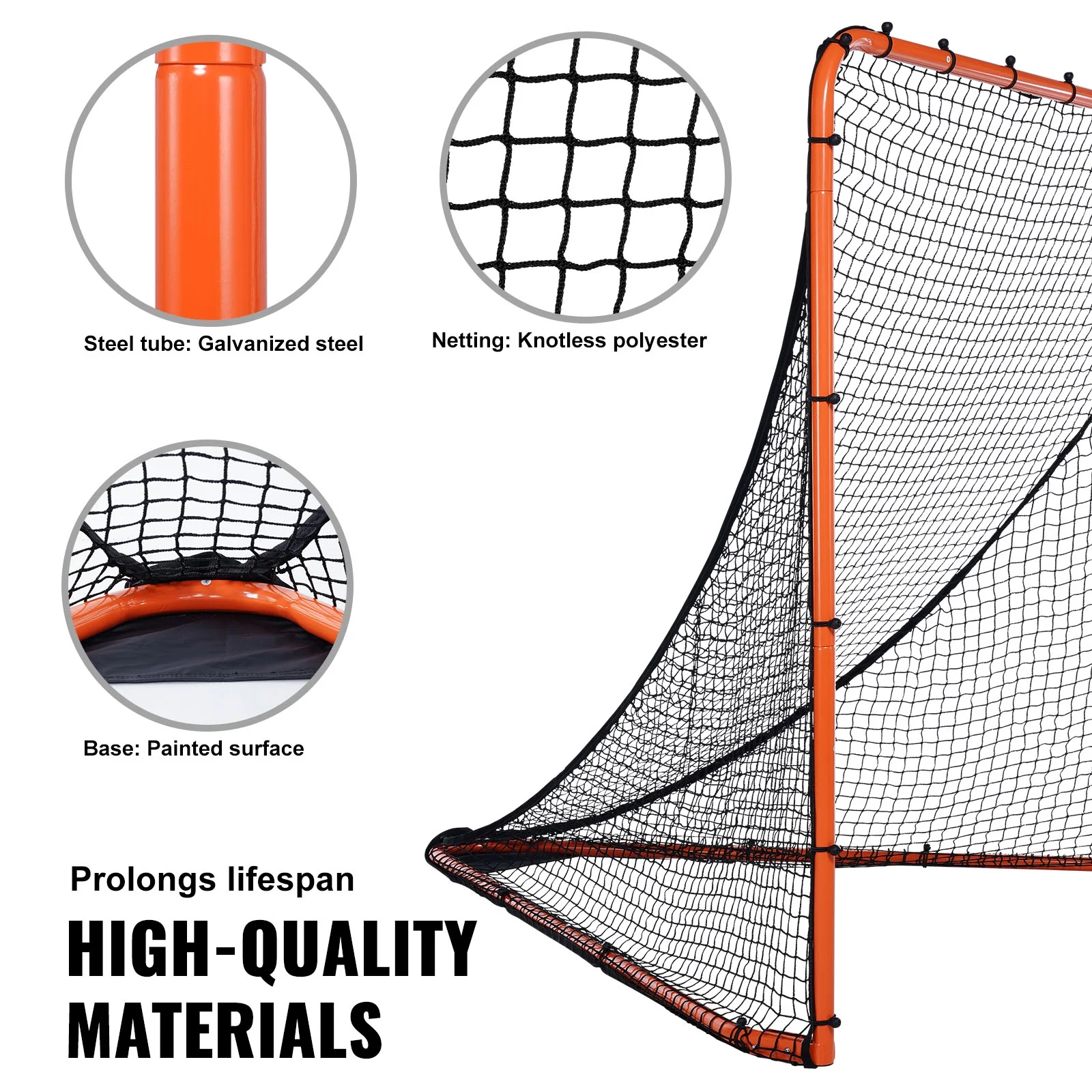 Lacrosse Goal, 6' x 6' Lacrosse Net, Folding Portable Backyard Lacrosse Training Equipment, Steel Frame Training Net, Quick Easy Setup Lacrosse Goal, Perfect for Youth Adult Training, Orange - Image 4