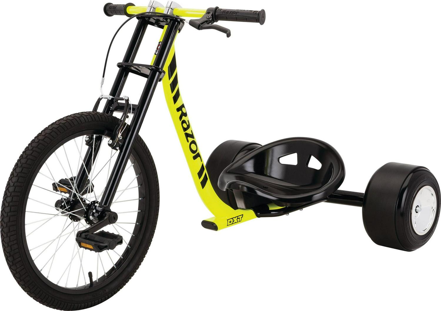 DXT Drift Trike Black/Yellow Steel Frame. 3-Wheeled Ride on Tricycle for Teens and Adults
