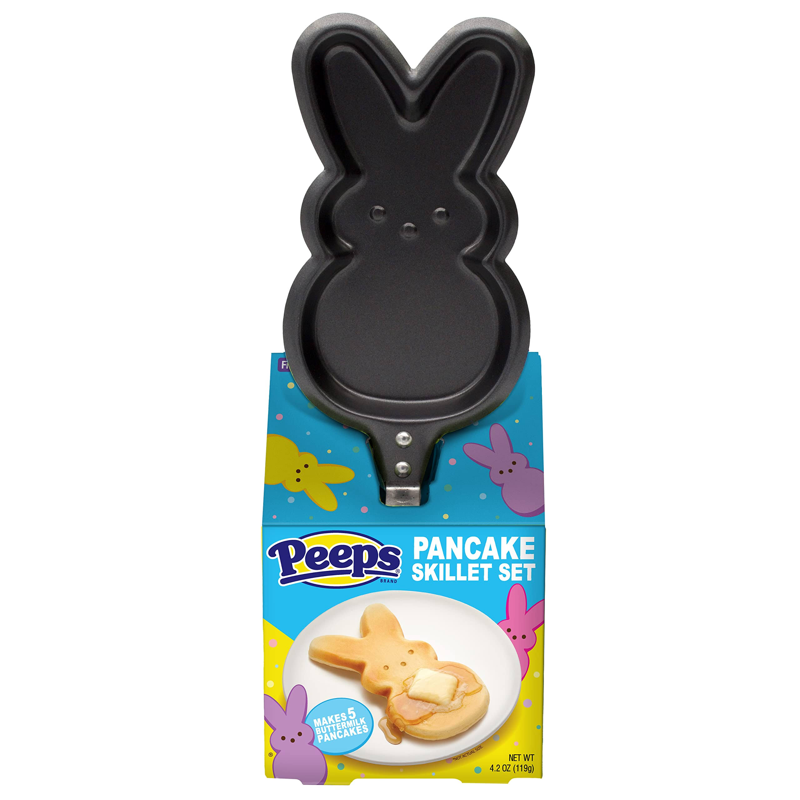 Peeps Bunny Buttermilk Pancake Box Gift Set Skillet Includes Pancake Mix and Peeps Bunny Shaped Skillet, Easter Basket Stuffer Gift for Toddlers Kids