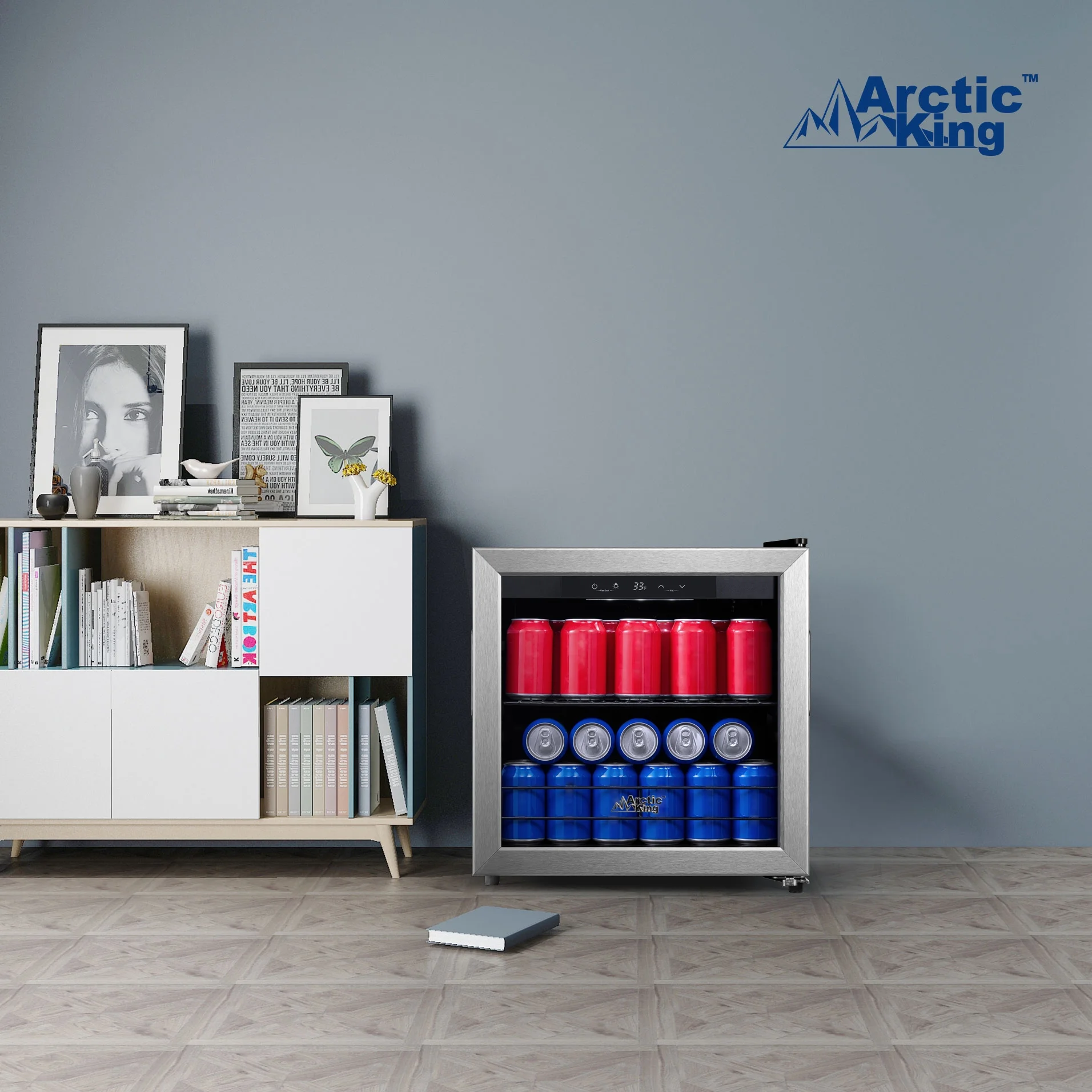 Arctic King 48 - Can Stainless Steel Beverage Fridge & Cooler with Electrical Control, ARV48B1AST
