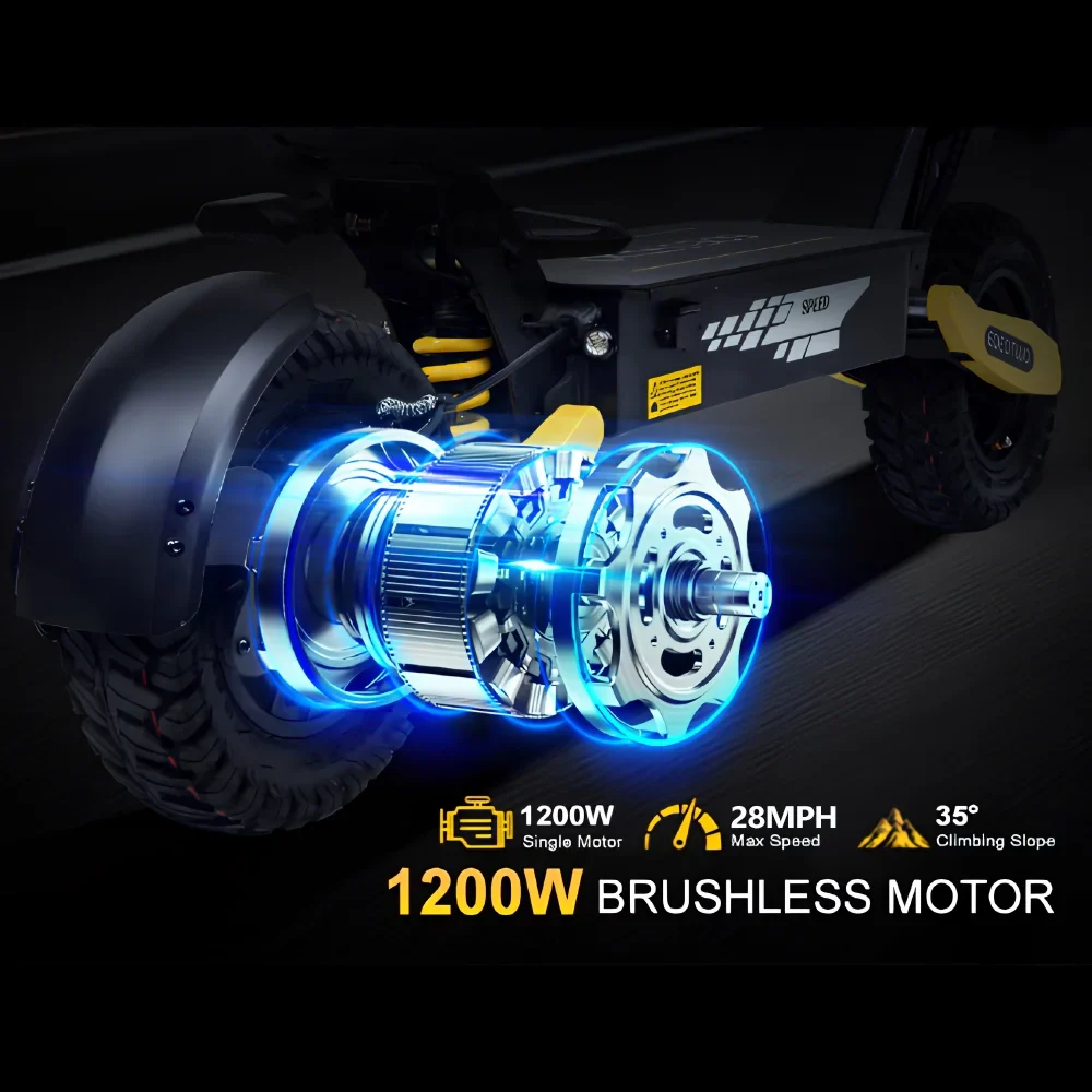 Off Road Electric Scooter for Adults, 1200W Motor Fast E Scooter, Up to 28MPH Top Speed & 20Miles Long Range, 11 Off-Road Tires, 330lbs MAX Load, Foldable