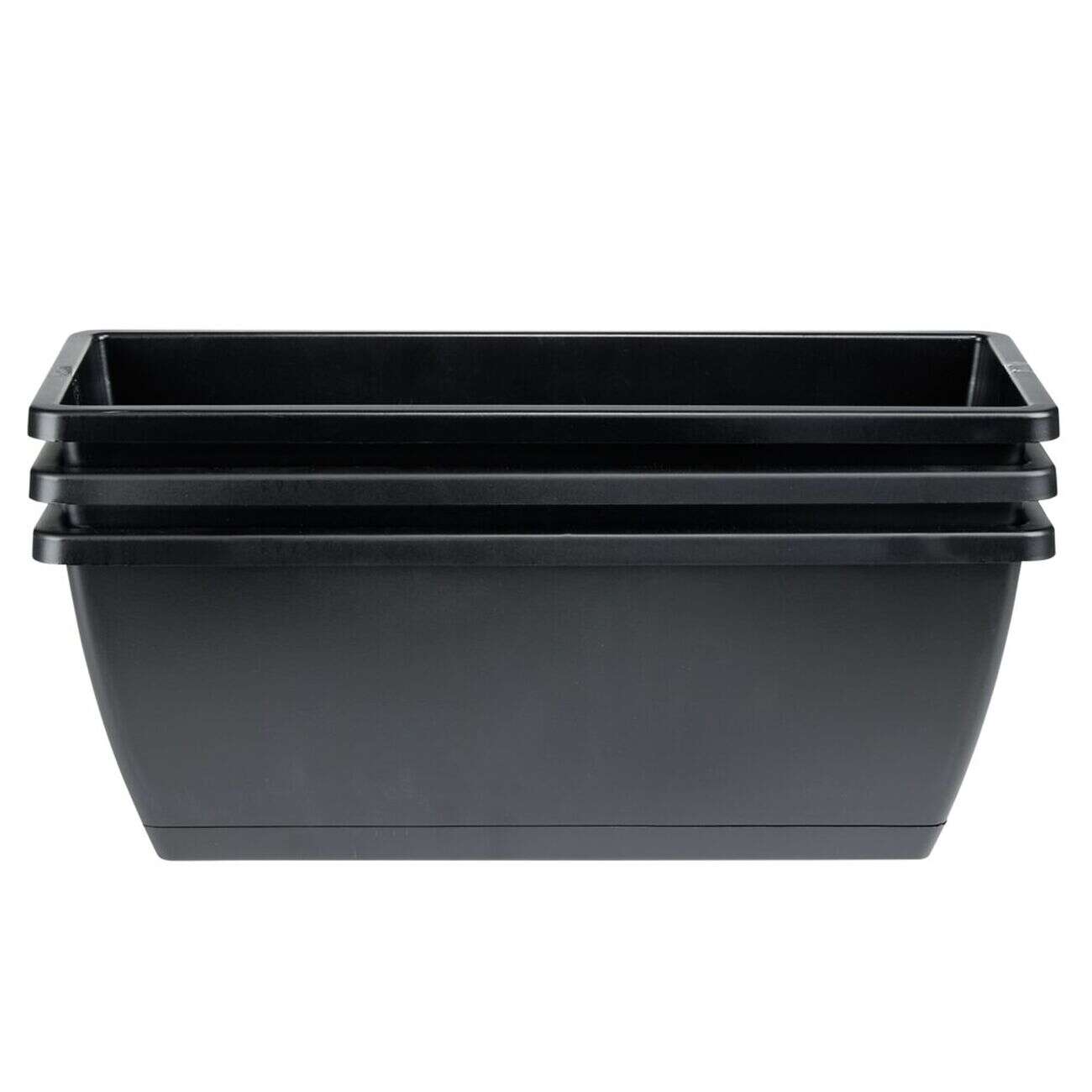 Jardinière balcon x3 modèle Symphonie 6L plastique gris anthracite