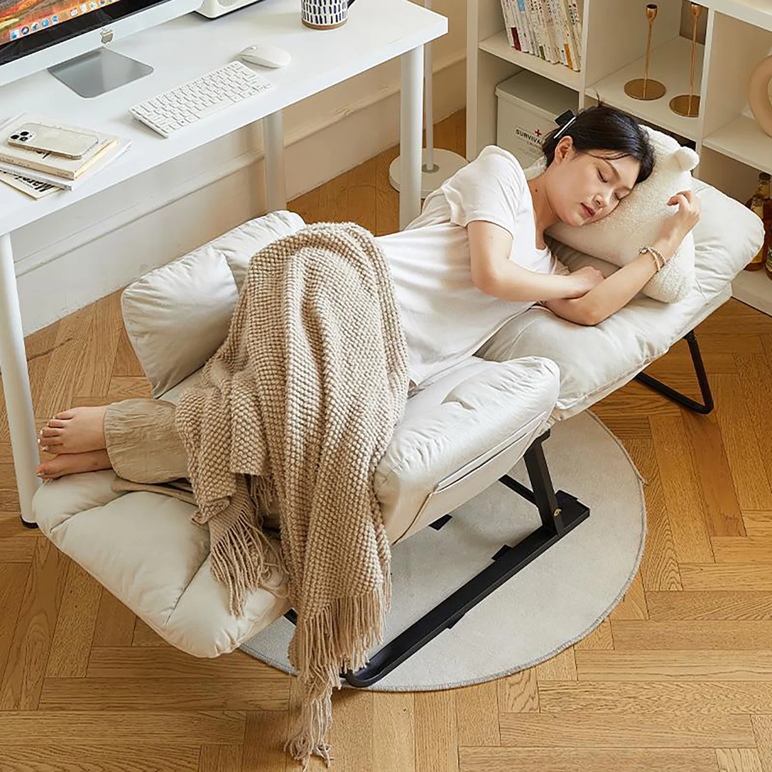 Recliner Armchair with Adjustable Backrest,White(White) - Image 7