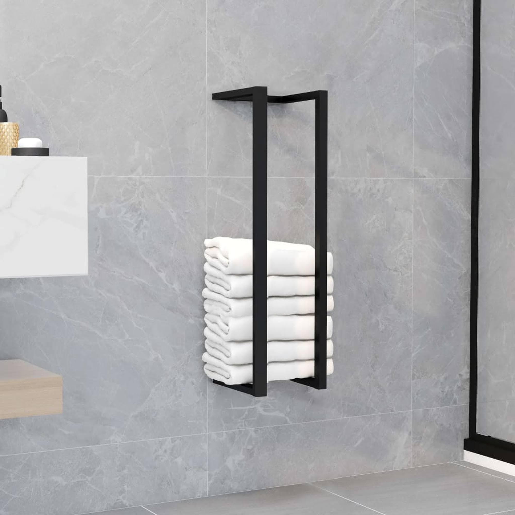 vidaXL Towel Rack Black 5