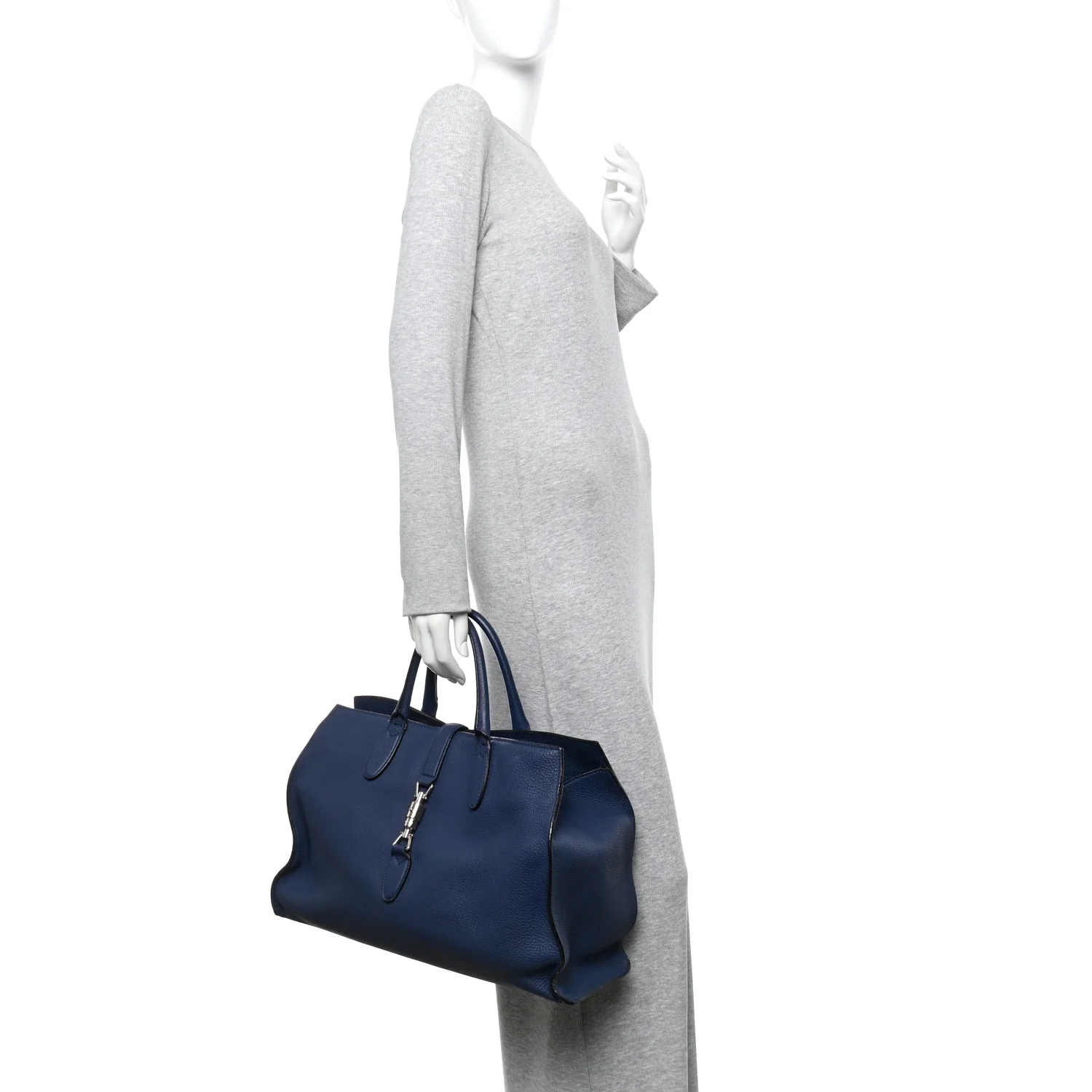 Soft Calfskin Medium Jackie Top Handle Bag Classic Blue Marine