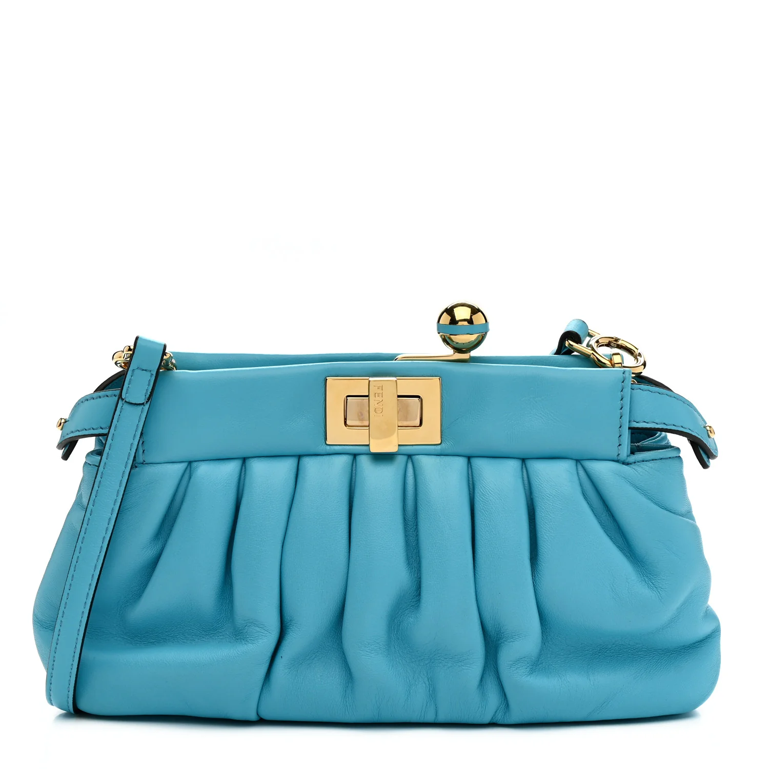 Shiny Nappa Small Peekaboo Click Bag Pool