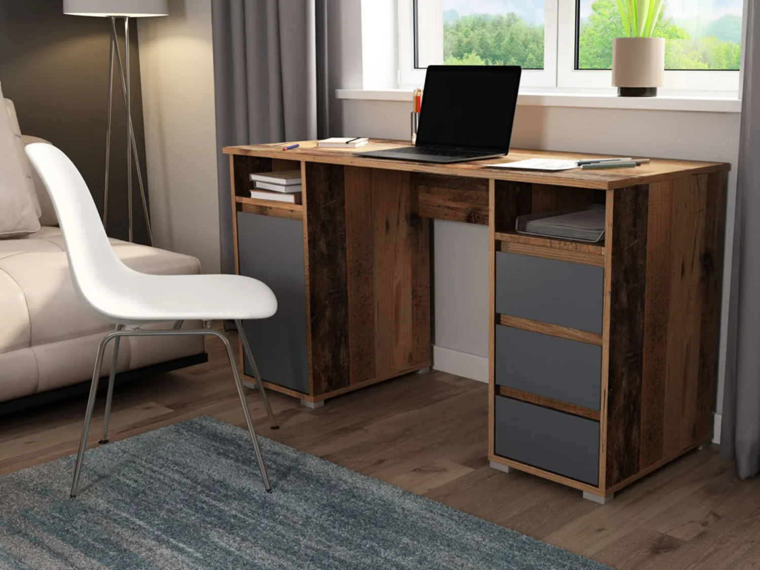 byLIVING Bureau Lobo, avec rangements, 138 x 75 x 55 cm