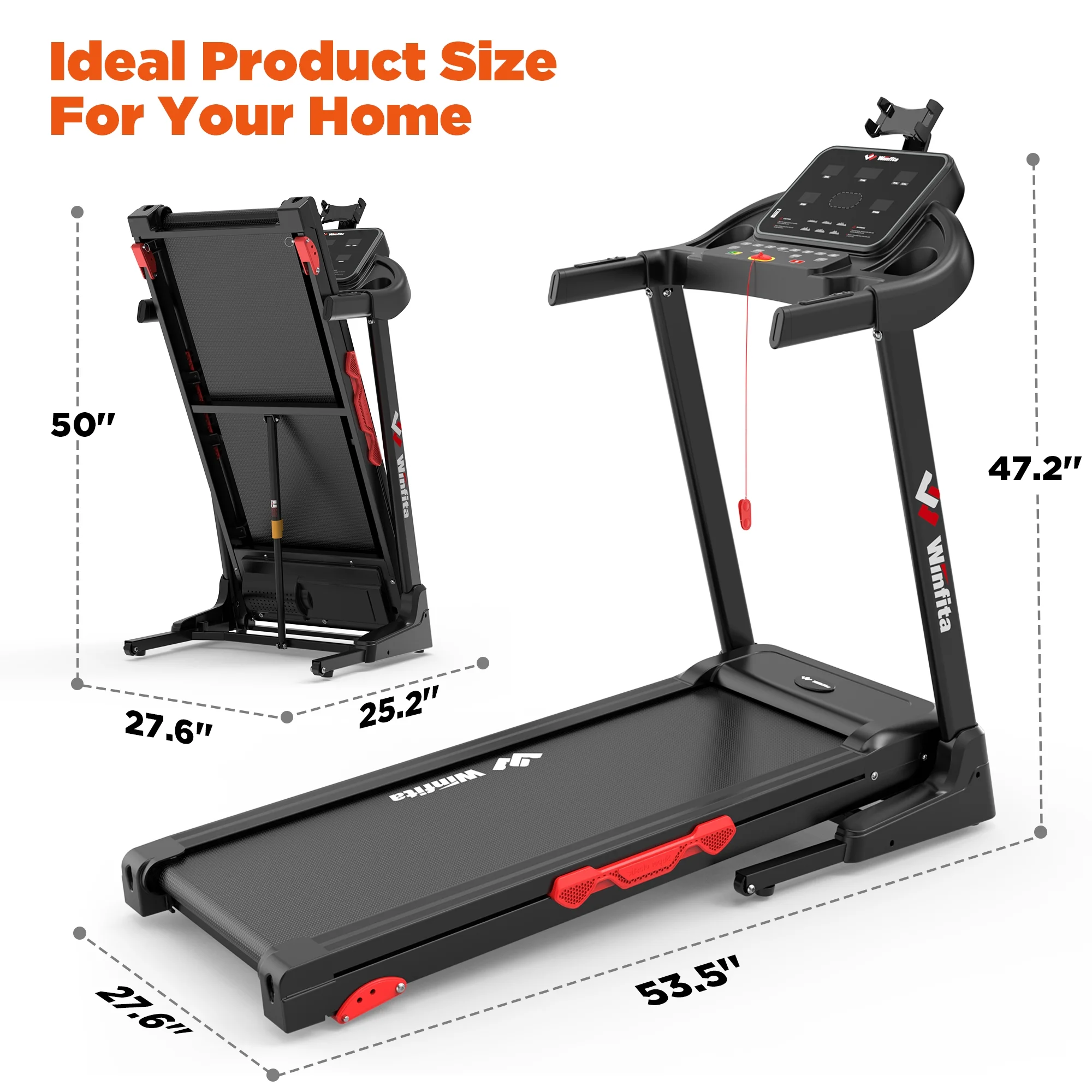3.5HP Folding Incline Treadmill with 64 Preset Programs Bluetooth Electric Walking Treadmill Machine for Home, 0.6-8 MPH, 300 lbs - Image 8