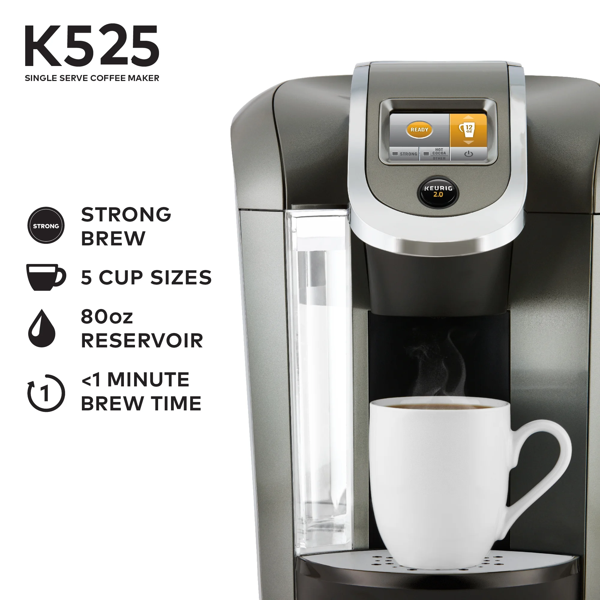 K525 Single Serve Coffee Brewer, Slate(Slate) - Image 8