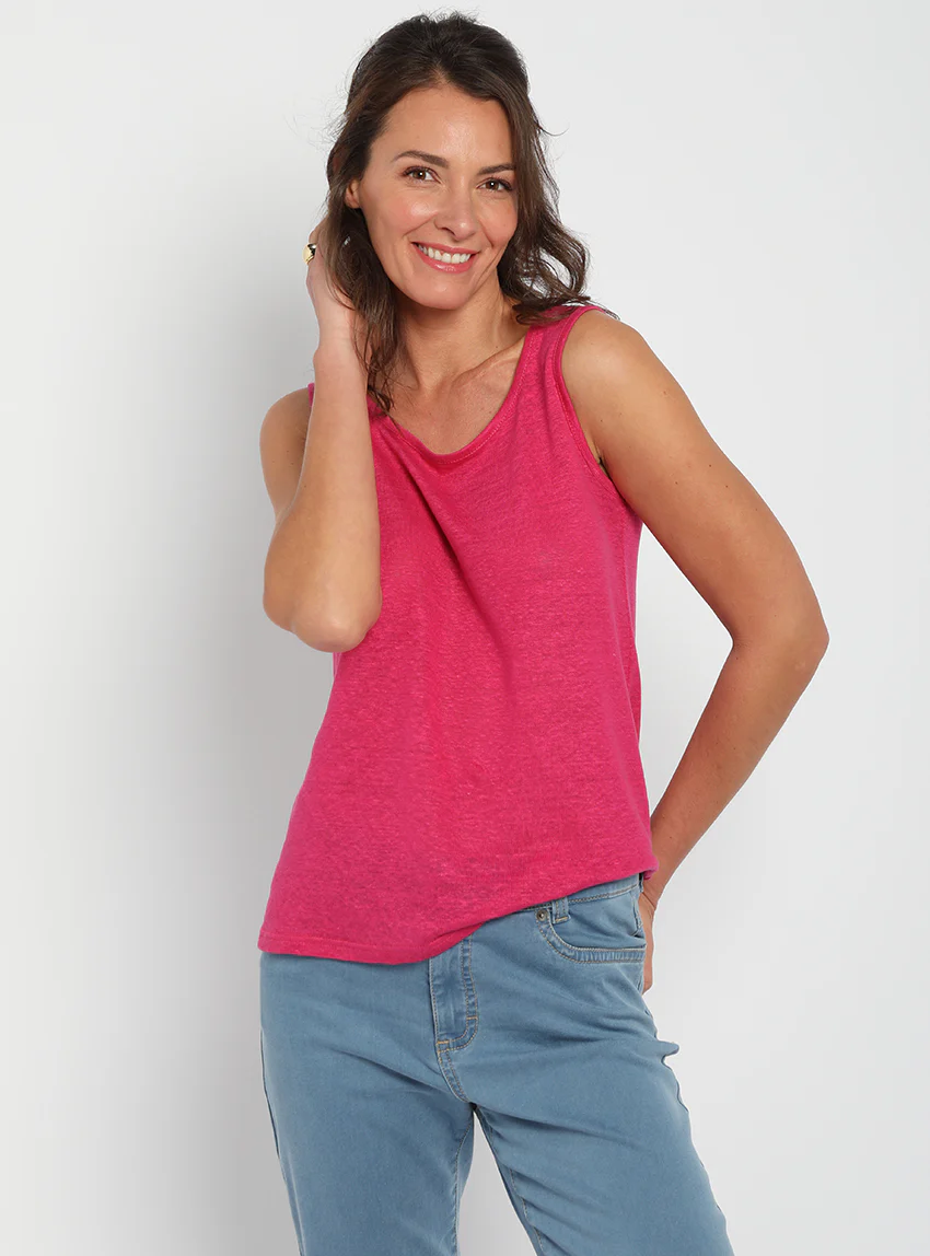 Débardeur femme en lin Rose Vif