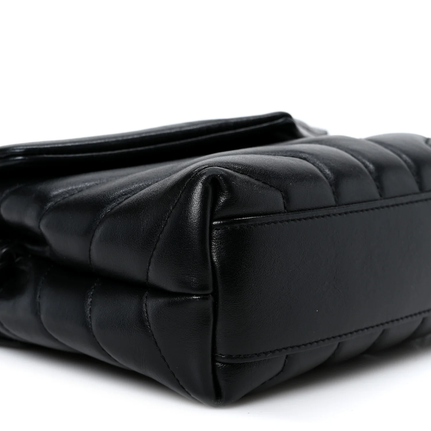 Calfskin Y Quilted Monogram Monochrome Toy Loulou Crossbody Bag Black