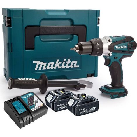 Makita – Perceuse à percussion 18V LXT avec 2 batteries 3.0Ah – Moteur Brushless – Couple élevé pour perçage béton – Coffret MAKPAC — vue 1
