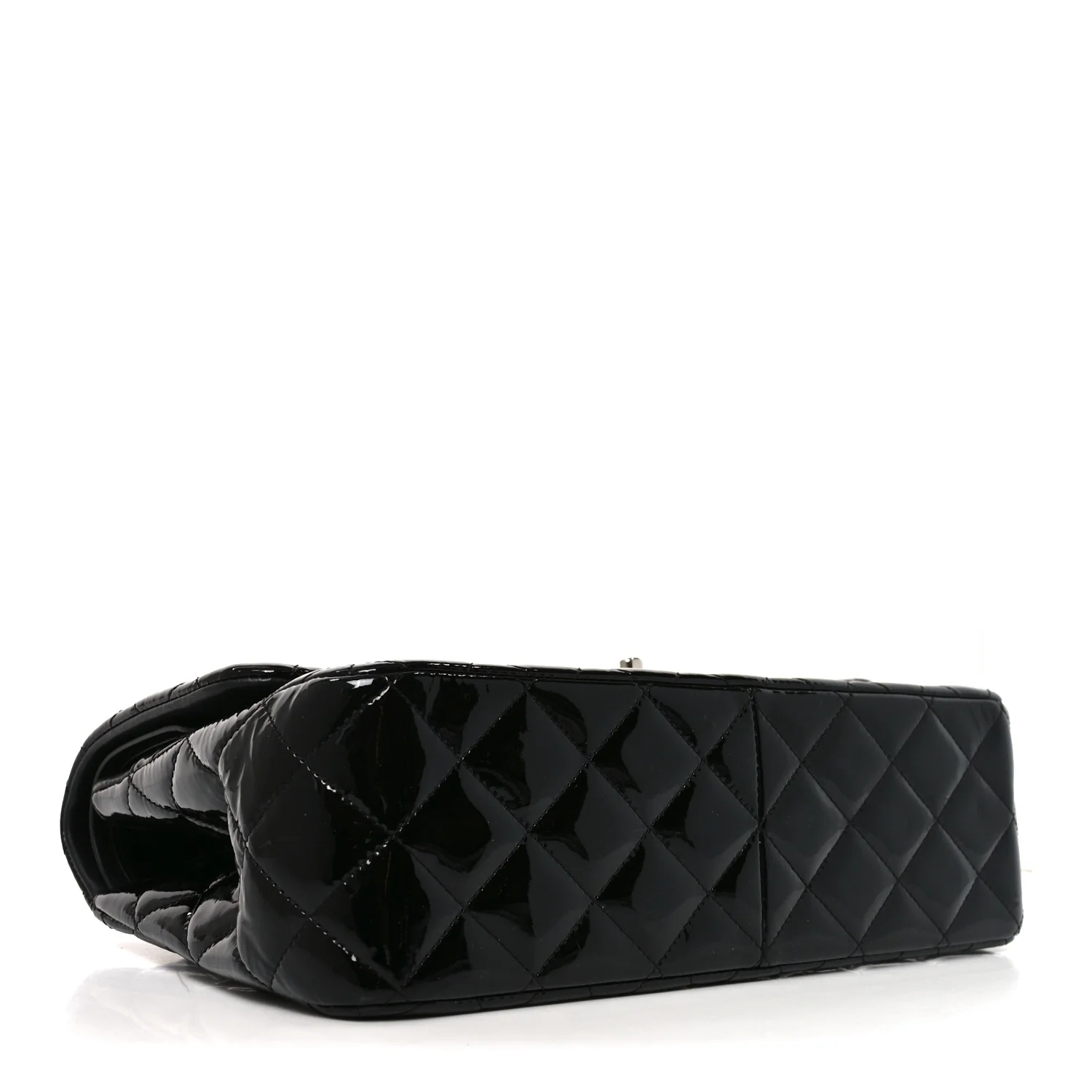 Patent Quilted Jumbo Double Flap Black