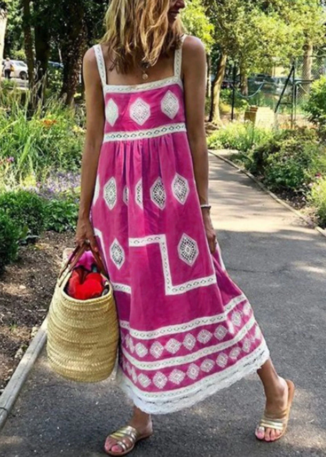 Sophie Paris | Robe maxi à imprimé bohème à col carré