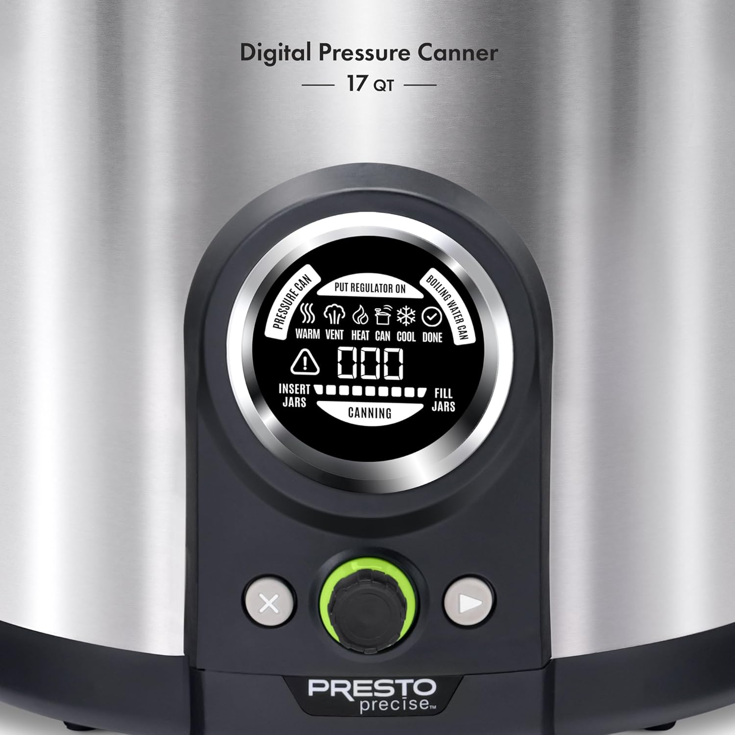 Presto 02152 17-Quart Digital Pressure Canner - Digital Display, Waterbath Capable, 10 Built-In Safety Features, Recipe Book, Stainless Steel