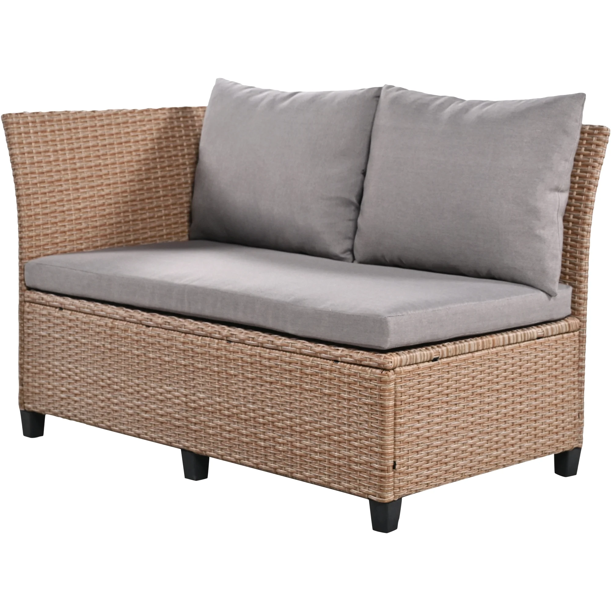 Outdoor Rattan Sectional Sofa Set with Dining Table, Patio L-Shaped Wicker Conversation Set with 2 Extendable Side Tables, Brown(Brown) - Image 8