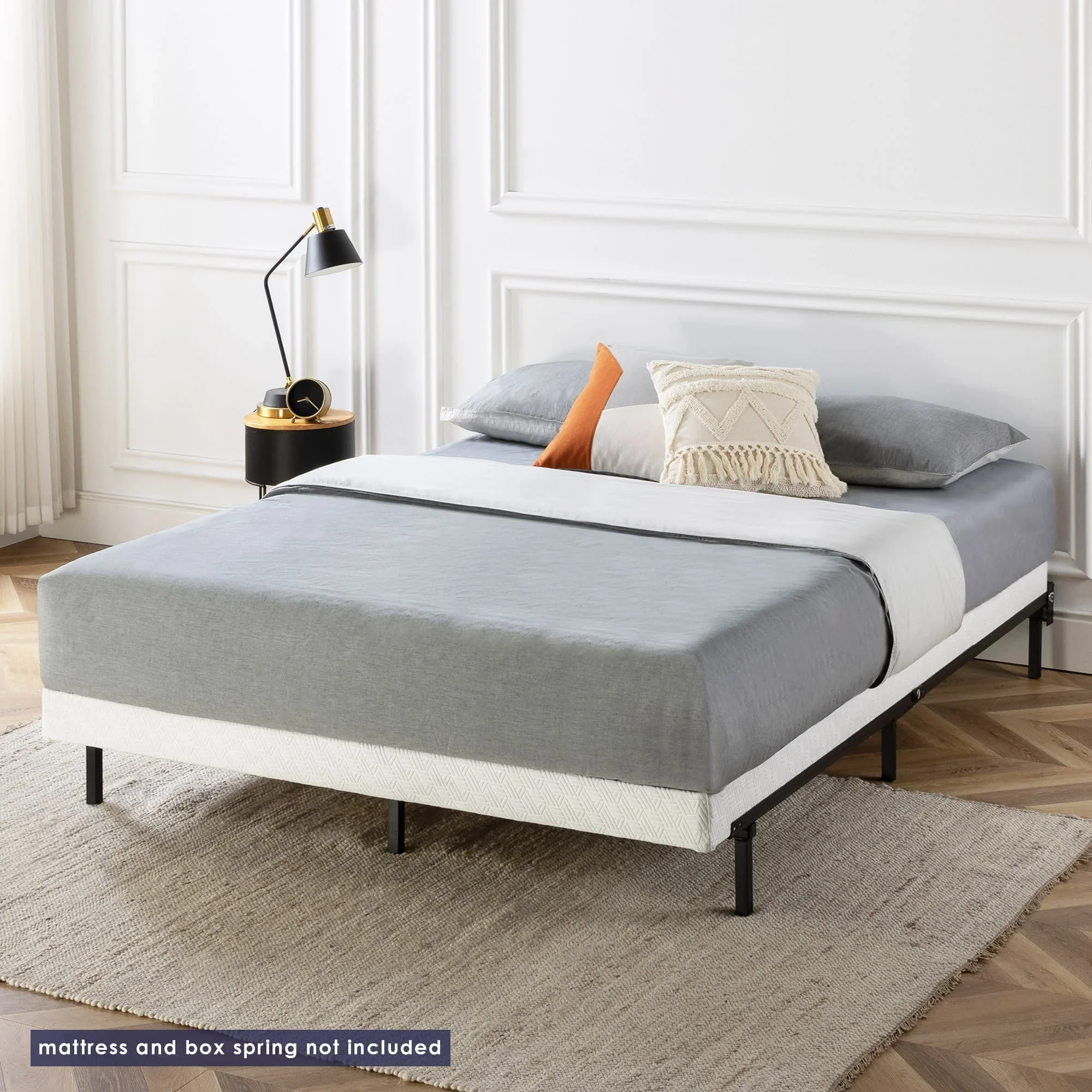 Mellow 7 inch Metal Bed Frame, Heavy Duty Steel Construction Compatible, Queen