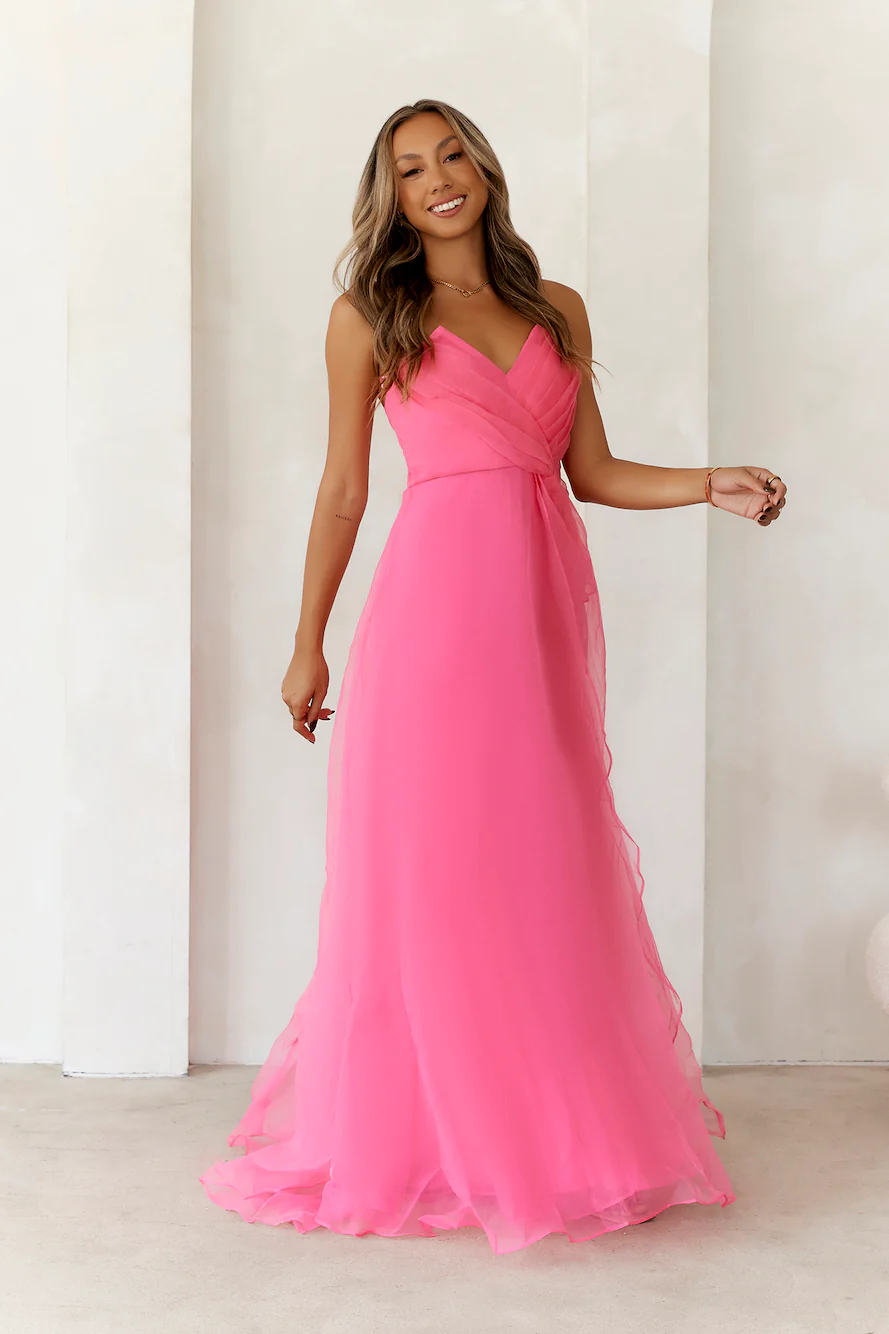 Queen Of The Ball Strapless Maxi Dress Pink