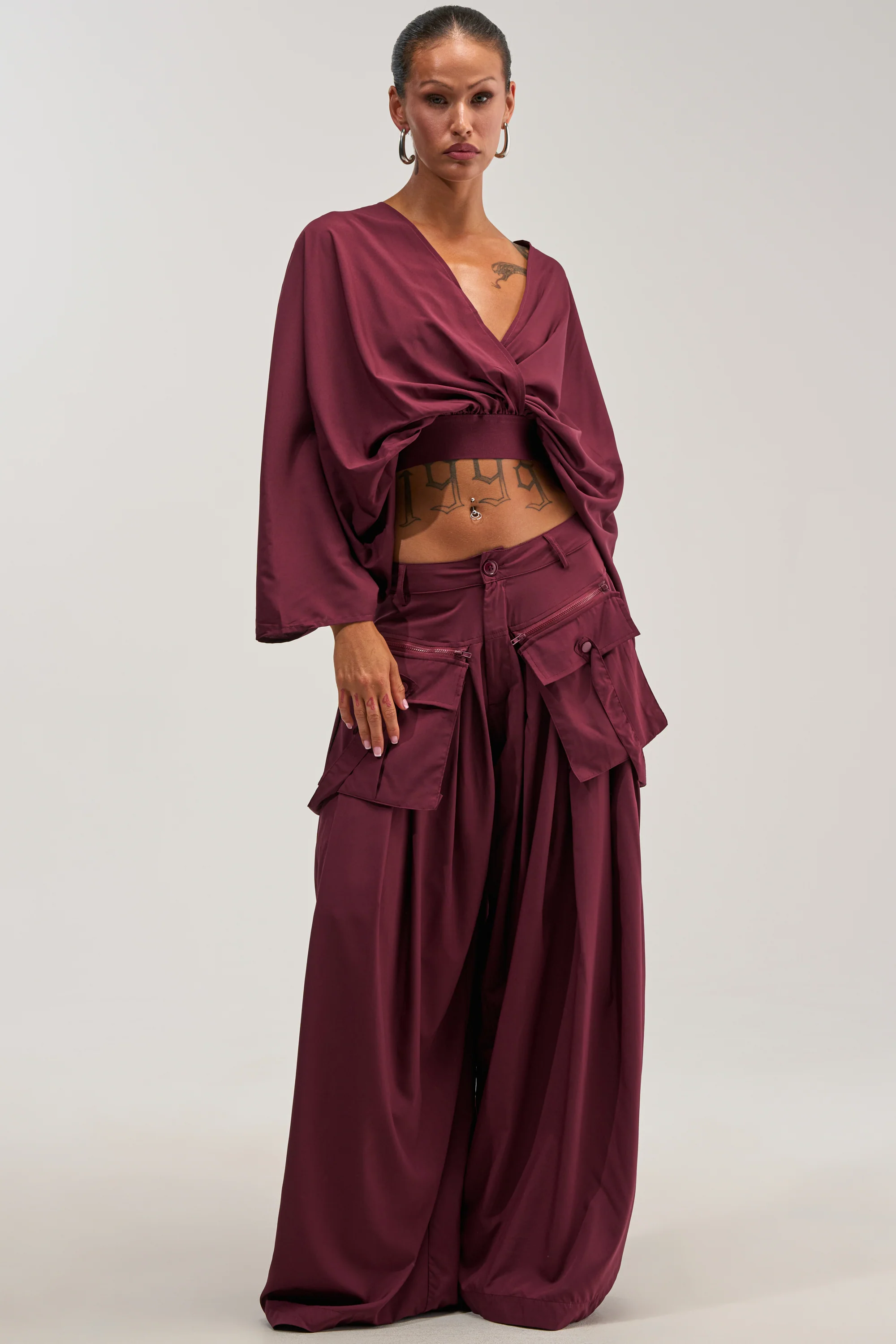TALK ABOUT ME TROUSER IN DEEP BURGUNDY - Akira Store