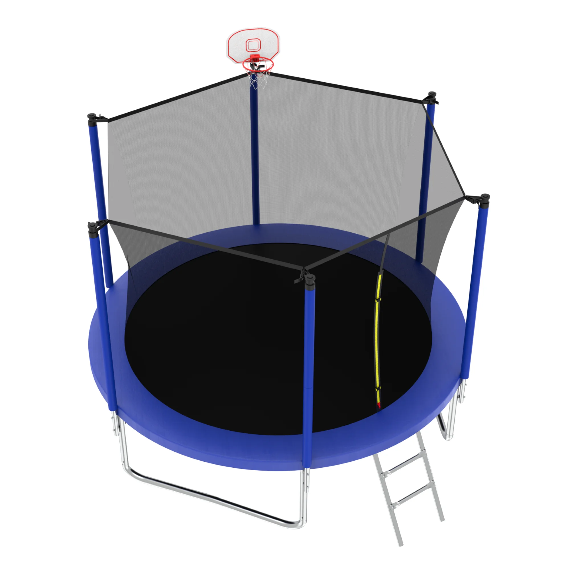 8FT Trampoline for Kids,Outdoor Trampoline with Basketball Hoop,Heavy Duty Trampoline with Safety Enclosure Net,Blue(Blue) Image 10