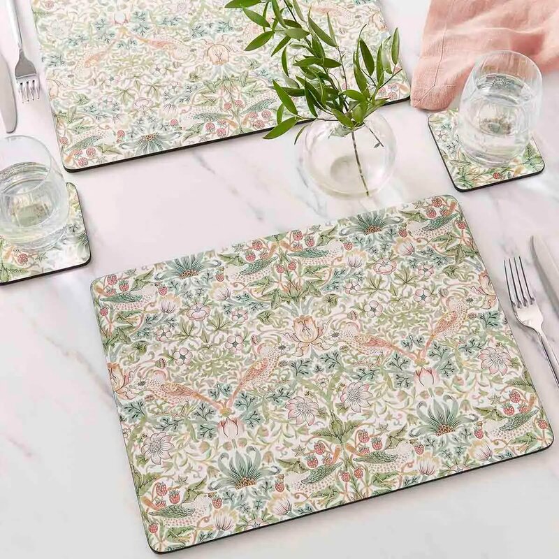 Morris & Co Strawberry Thief bordbrikker 4 stk grønn