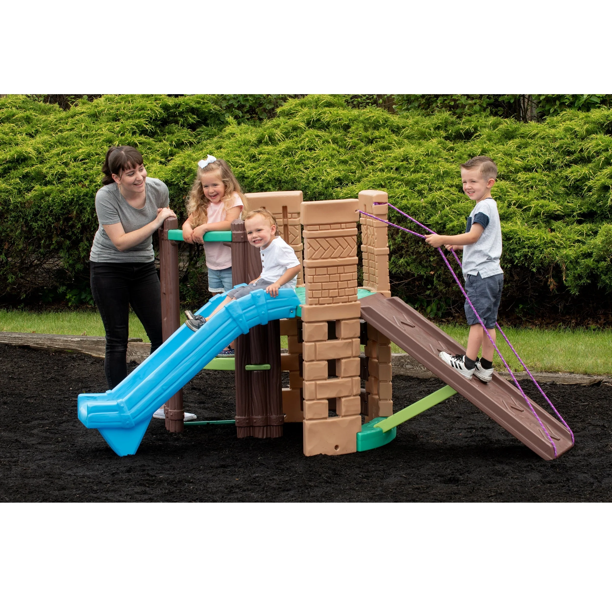 Little Tikes 2 in 1 Castle Playground Climber and Slide with Ladder and Plank, Fits Up to 3 Kids, Indoor and Outdoor Backyard Playground Set, Multicolor For Toddlers Boys Girls Ages 3 4 5+ Image 5