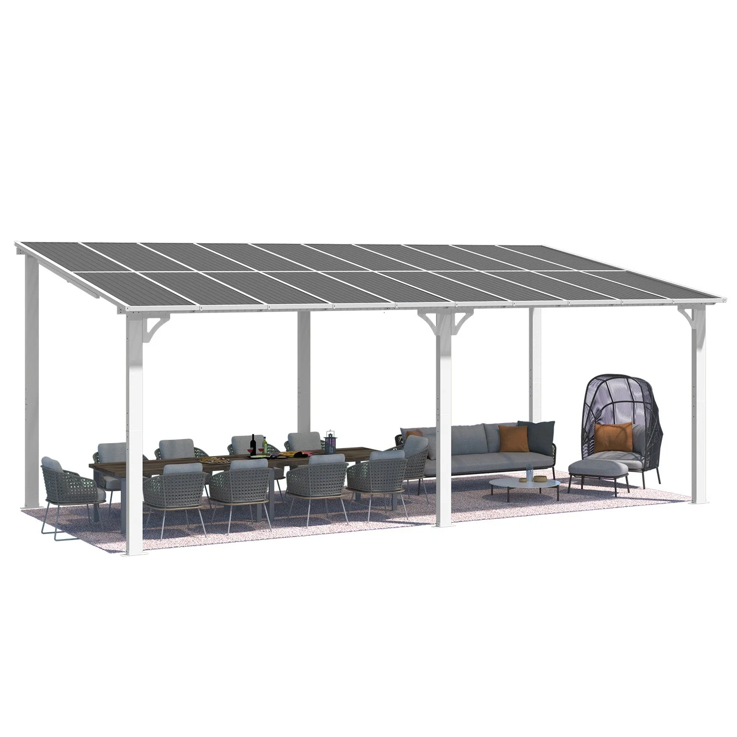 AECOJOY 20'x10' Wall Mounted Gazebos Pergola, White