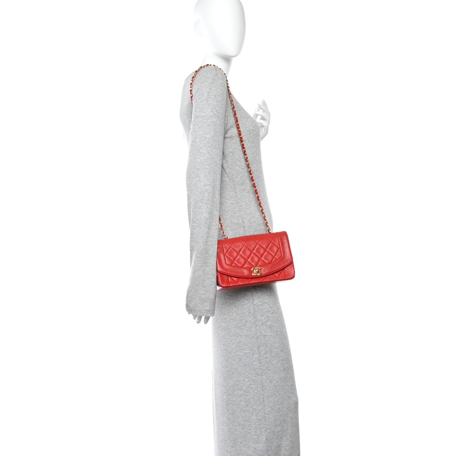 Lambskin Quilted Small Single Flap Red