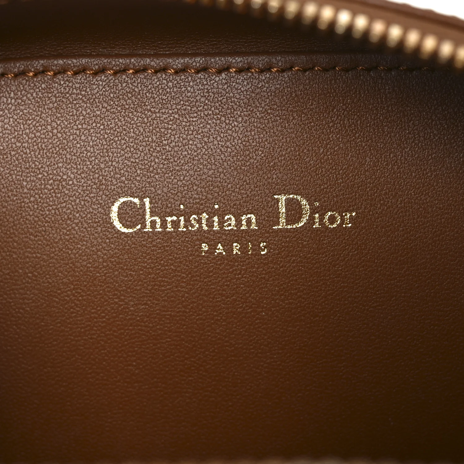 Calfskin CD Signature Oval Crossbody Camera Bag Brown
