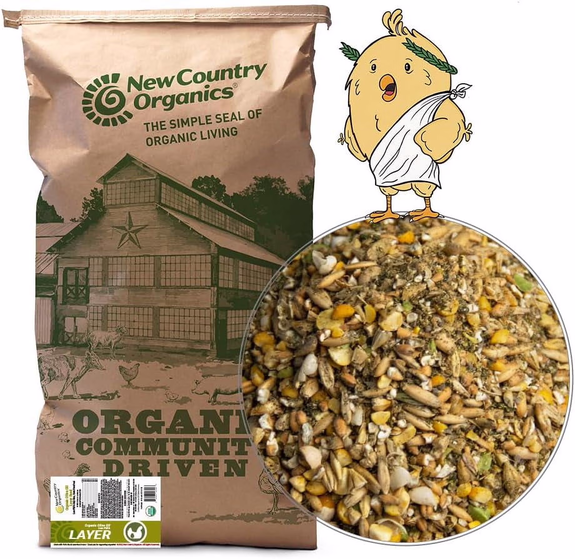 I Organic Olive Oil Layer Feed for Laying Hens | Corn-Free, Soy-Free | 17% Protein | High Omega-3 Chicken Feed | Organic Chicken Layer Food for Healthy Eggs Hens | 40 lbs