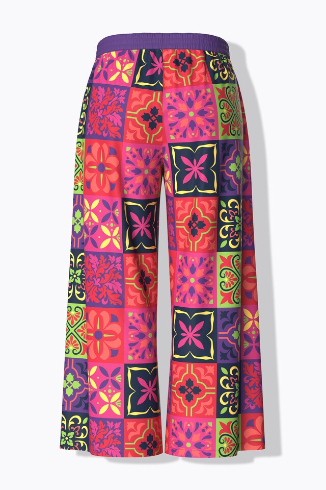 Tile Print Wide Leg Palazzo Pants